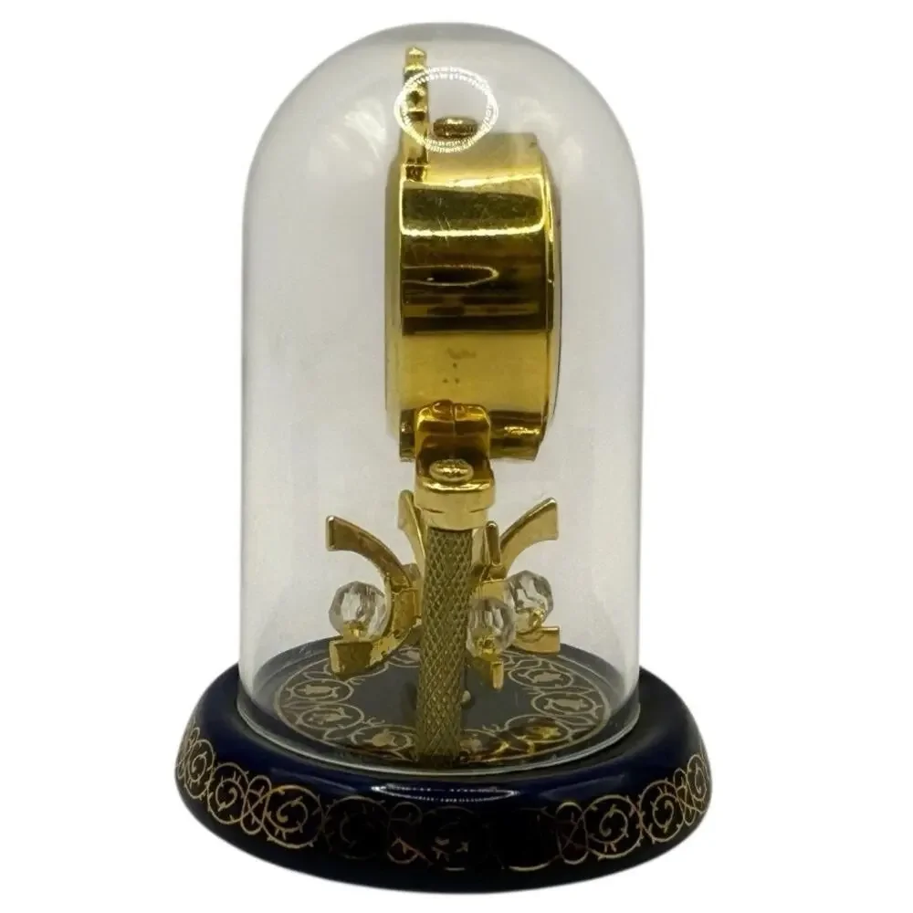 Vtg  Elgin Miniature Blue & Gold Enamel Dome Quartz Anniversary Clock - Picture 2 of 5